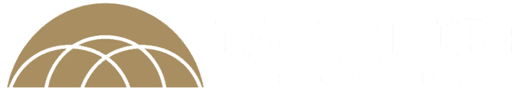 McInturf Realty logo with white text and a gold half circle symbol.